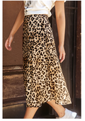 Camel Leopard Print High-Waisted Midi Skirt, Medium by Vanessa Jane