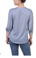 NY Collection Womens Missy Elbow Sleeve Satin Blouse, Large by Vanessa Jane