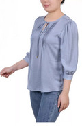 NY Collection Womens Missy Elbow Sleeve Satin Blouse, Large by Vanessa Jane