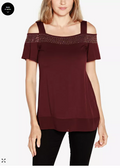 Belldini Womens Embellished Cold-Shoulder Top, Size XL by Vanessa Jane