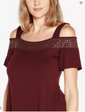Belldini Womens Embellished Cold-Shoulder Top, Size XL by Vanessa Jane