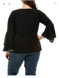 Ny Collection Plus Size Long Bell Sleeve Tunic Top with Stone Details, 1X by Vanessa Jane