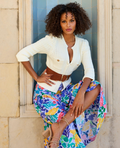 Boston Proper Floral Collage Print Poplin Midi Skirt,Medium by Vanessa Jane