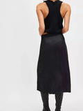FFREE PEOPLE Analise Button Front Satin Midi Skirt In Black, Size 8 by Vanessa Jane