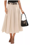 Cupshe Womens Pleated MIDI Skirt - Beige/khaki, Medium by Vanessa Jane