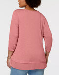Style & Co Plus Size Chiffon-Hem Top, 1X, Peach Berry by Vanessa Jane