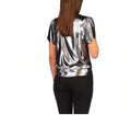 Michael Michael Kors Petite Foil Jersey Petal Sleeve Top, Size PL by Vanessa Jane