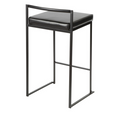 LumiSource Fuji Counter Stool Set of 2, Black Faux Leather Cushion, Black Frame by Vanessa Jane