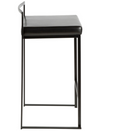 LumiSource Fuji Counter Stool Set of 2, Black Faux Leather Cushion, Black Frame by Vanessa Jane