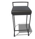 LumiSource Fuji Counter Stool Set of 2, Black Faux Leather Cushion, Black Frame by Vanessa Jane