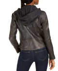 Tommy Hilfiger Leather Women's Zippered Pocketed Bomber Jacket by Vanessa Jane