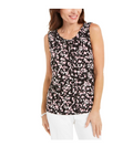 Kasper Printed Twist-Neck Sleeveless Top, Size Large by Vanessa Jane