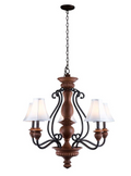 World Imports Elysia 5-Light Elegant White Fabric Shade Antiqued Gold Chandelier by Vanessa Jane