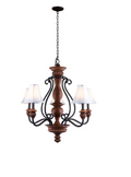 World Imports Elysia 5-Light Elegant White Fabric Shade Antiqued Gold Chandelier by Vanessa Jane