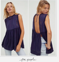 Free People Indigo Bella Babydoll Tank Top, Size Small by Vanessa Jane