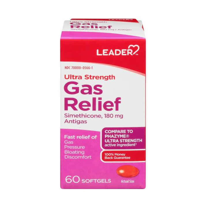 Leader™ Ultra Strength Gas Relief (180 mg) – 60 Softgels by Pasteur Pharmacy
