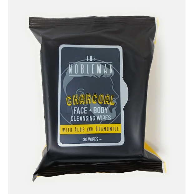The Nobleman Face And Body Cleansing Wipes, Charcoal by Pasteur Pharmacy