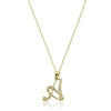 Script Diamond Initials Necklace 10K Gold