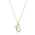 Script Diamond Initials Necklace 10K Gold by Fine Color Jewels