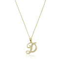 Script Diamond Initials Necklace 10K Gold by Fine Color Jewels
