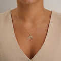 Script Diamond Initials Necklace 10K Gold by Fine Color Jewels