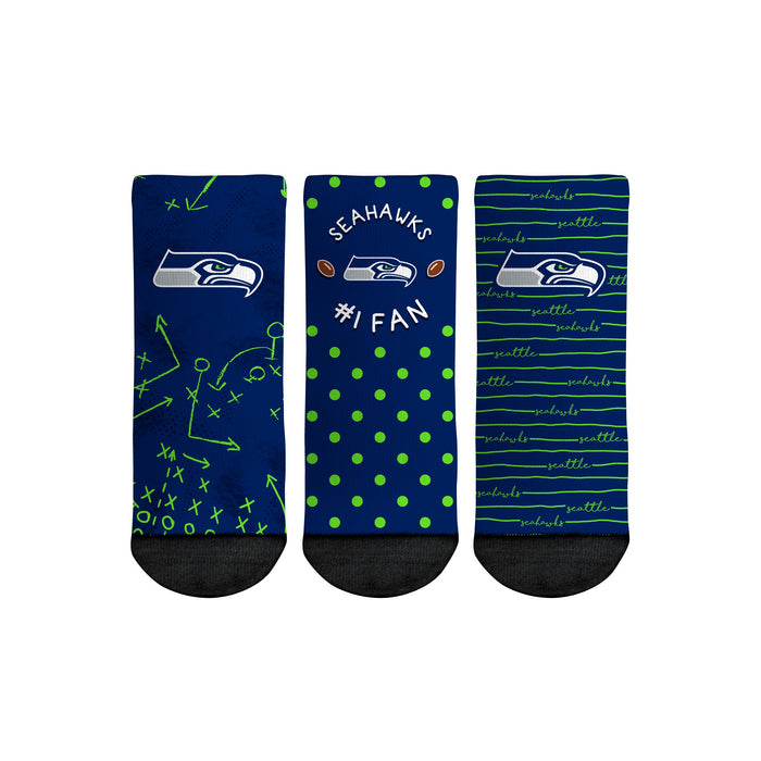 Seattle Seahawks - Number 1 Fan 3-Pack (Toddler) by Rock 'Em Socks
