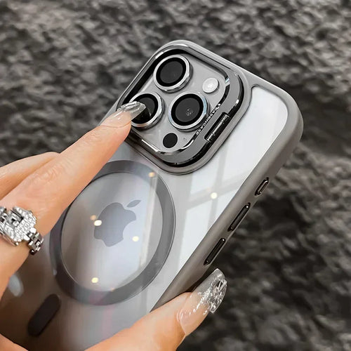 Luxury Magnetic Shockproof Phone Case For iPhone 16 17 15 14 13 12 11 Pro Max Funda For Magsafe Stand Glass Lens Protector Cover by Perfect Stock