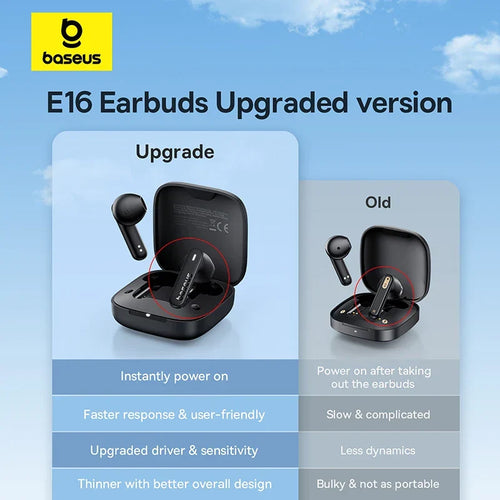 Baseus Bowie E16 Wireless Earphones Bluetooth 5.3 TWS Earbuds IPX4 Waterproof Earphone 30H Playtime 13mm Driver HIFI Headphones by Perfect Stock