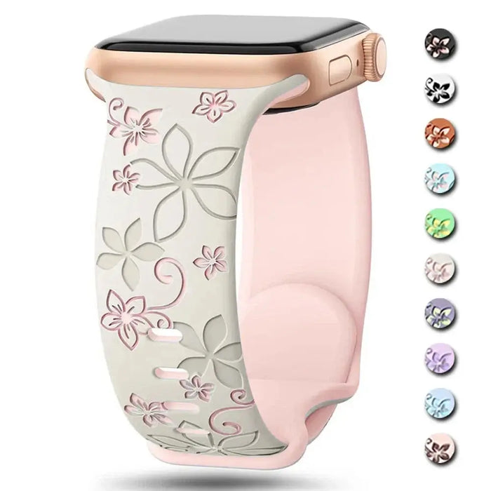 Apple Watch Silicone Band - Durable Floral Design Strap by BandsCo Straps