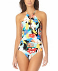 Anne Cole Womens Multi Color Printed High-Neck One-Piece Swimsuit, Size 14 by Vanessa Jane