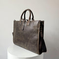 16" Crazy Horse Full-Grain Leather Briefcase by MiamiLeathers.com