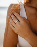 White Topaz Vertical Chunky Baguette Ring by Fine Color Jewels