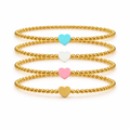 So Very Loved Heart Gold Beaded Stretch Bracelet