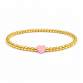 So Very Loved Heart Gold Beaded Stretch Bracelet