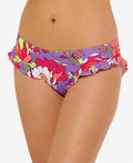 Hula Honey Purple Multi Impressionist Ruffled Bikini Swim Bottoms, Us Small by Vanessa Jane