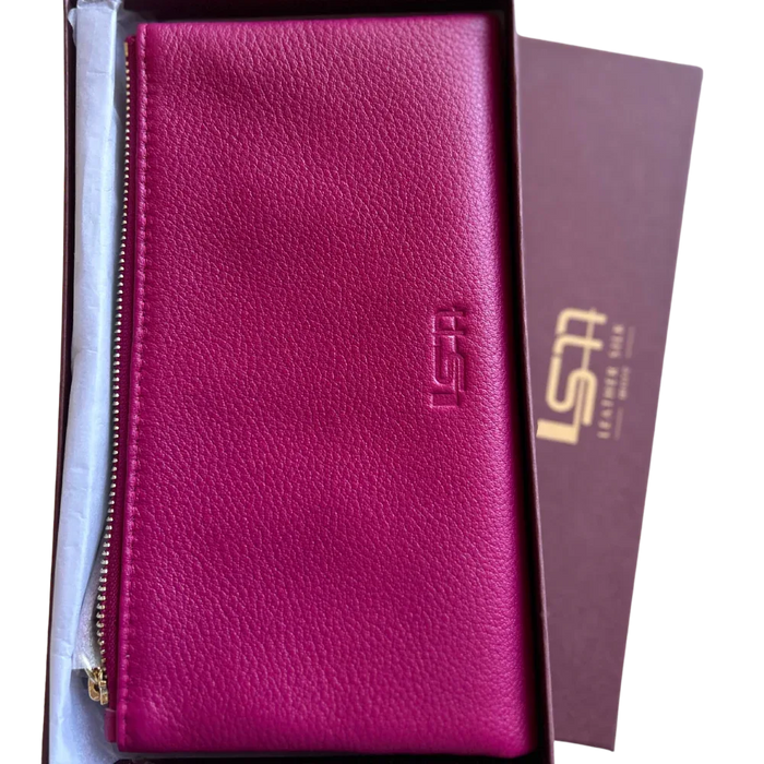 Sophia Soft Full-Grain Leather Double-Zip Wallet with RFID Protection by MiamiLeathers.com
