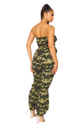 Strapless Camouflage with PU Pocket Cargo Jumpsuit by The House of Stylez