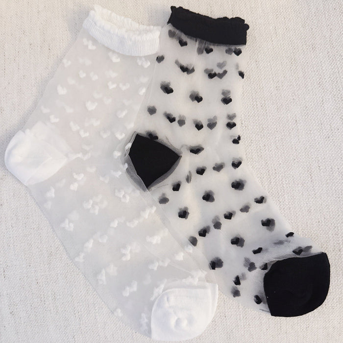 Sweet Hearts Sheer Socks Set Of 2