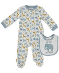 Chickpea Cutie Pie Baby Baby Boys Printed Cotton Coverall and Bib Set by Vanessa Jane