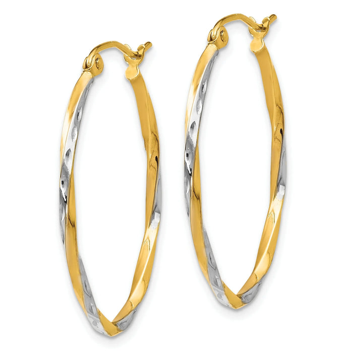 10K Gold Oval Hoop Earrings by Fine Color Jewels