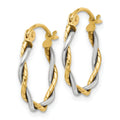 14K Gold Two-Tone Twisted Hoop Earrings by Fine Color Jewels