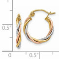 14k Gold Tri-Color Hoop Earrings by Fine Color Jewels
