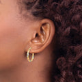 14K Gold Twisted Tri Color Hoop Earrings by Fine Color Jewels