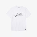 Lacoste Men's Signature And Crocodile Print Crew Neck Cotton T-Shirt by I-Max Fashions