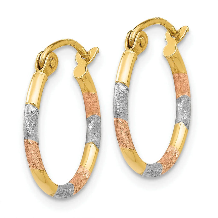 14K Gold Multi Colored Hoop Earrings by Fine Color Jewels