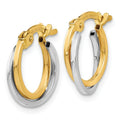 14k Gold Two-Tone Hollow Hoop Earring by Fine Color Jewels