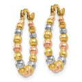 14K Gold Shrimp Beaded Hoop Earrings by Fine Color Jewels
