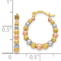 14K Gold Shrimp Beaded Hoop Earrings by Fine Color Jewels