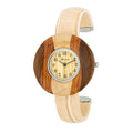 Avera Brenna Wood Inspi Leather Cuff Watch by Avera Group