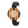 Avera Brenna Wood Inspi Leather Cuff Watch by Avera Group